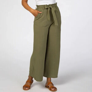 by & by Olive Green Paperbag Pants with Tie Front Size Women's XXL NEW with Tag